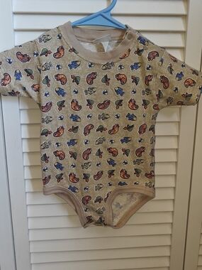 Vintage Carter's Beige Baby Bodysuit Fish Print Size 3/6M